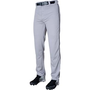Rawlings Semi-Relaxed Full Length Baseball Pant | Solid & Piped Options | Adult Sizes | Multiple Colors (Large, Grey/Navy)