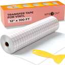 HTVRONT Transfer Tape for Vinyl - 12" x 100 FT w/Red Alignment Grid Transfer Paper, Medium Tack Vinyl Transfer Tape with Easy to Release for Crafts Signs Stickers Decals Walls Doors & Windows