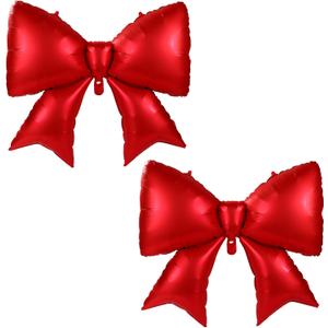 2pcs Large Bow Balloons, Bow Themed Party Decorations Elegant Coquette Balloons for Coquette Birthday Wedding Engagement Party Decoration (red) (38.58x29.53in)