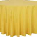 Sancua Round Tablecloth - 108 Inch - Water Resistant Spill Proof Washable Polyester Table Cloth Decorative Fabric Table Cover for Dining Tables, Buffet Parties and Camping, Yellow