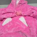 Ramees Wearable Blanket Hoodie for Kids, Sherpa Oversized Sweatshirt Blanket Flannel with Hood Pocket and Sleeves (Pink)