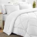 CozyLux King Size Comforter Set White - 7 Pieces Bed in a Bag King, Luxury Soft Bed Set for All Seasons, Bedding Set with Down Alternative Comforter, Sheets, Pillowcases & Shams