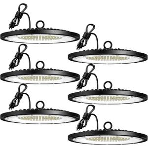 Amico UFO LED High Bay Light 150W 21000lm 5000K High Bay LED Shop Lights for Workshop Warehouse Barn with UL Listed US Hook 5' Cable Alternative to 650W MH/HPS for Commercial Lighting Fixture - 6 Pack