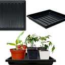 Plant Growing Trays for Seedlings Microgreen Seed Starter Shallow Plants Tray Drip Tray Standard 1010 Tray no Holes 5 Pack Black 10.7 x 10.7 inches Square Trays