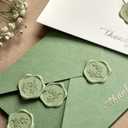 UNIQOOO Wax Seal Stickers - Eucalyptus Wedding Invitation Envelope Seal Stickers, 50 Pcs Self- Adhesive Sage Green Stickers, Perfect for Invitation, Christmas, Gift Wrapping