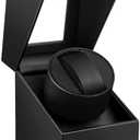 UnaMela Watch Winder for Automatic Watches: Automatic Single Watch Winder Box in Black PU Leather with Japanese Quiet Motor USB Powered - Gift for Men & Women