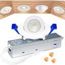 zouzai 2 Inch 5CCT Gimbal Led Recessed Lighting with Junction Box, 360°+90° Adjustable Recessed Can Lights, 2700K/ 3000K/ 3500K/ 4000K/ 5000K Selectable, 5W Eqv 50W, 550LM Brightness - ETL (White, 1 Pack)