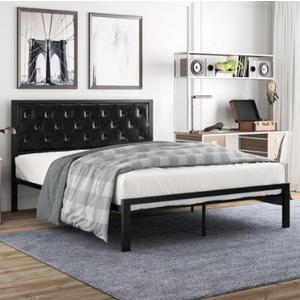 Metal Faux Leather Queen size Bed frame