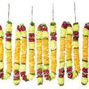 5 Pack Artificial Fancy Orange Fusion Indian Decor Flower Garlands-The Perfect Decoration for Indian Themed Events Weddings House Warmings Mexican Fiestas or Celebration Indoors or Outdoors (Orange)