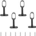 4pcs Black Closet Rod Support, Zinc Alloy Oval Wardrobe Rod End, Adjustable Hollow Rod Bracket for Cabinet Bedroom Bathroom