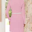 ZESICA Women's Fall Long Sleeve Bodycon Sweater Dress Crewneck Button Knit Color Block Party Mini Dresses (Pink, S)