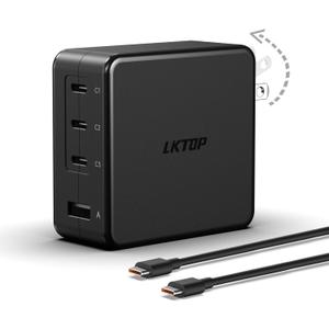 LKTOP Replacement DJI 100W USB-C/A Power Adapter, Fast Battery Charger for DJI/Potensic/Holy Stone/Skyrover Drone, 4-Port GaN Charging for Mini/Air 3/Mavic 3/Mavic 4 Pro/Avata/Neo/Flip Series, Hub