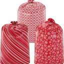  Red Christmas Plastic Gift Bags 56x36 with Gift Tags for Xmas Parties Giving, Xmas Holiday Jumbo Oversized Bag Party Favors Supplies, Gift Wrappe