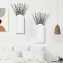 Dnnnii 2 Pack Wooden Wall Vase Set - White Finish Modern Farmhouse & Boho Wall Decor for Entryway, Hallway, Bathroom, Living Room, Dining Room, Narrow Spaces