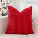 OTOSTAR Corduroy Decorative Throw Pillow Covers 18x18 Inch Super Soft Boho Striped Square Pillow Covers Case Modern Cushion Covers for Sofa Couch Bedroom Car Decor Red