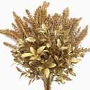 CATTREE Artificial Gold Plants, Plastic Leaves Golden 4 Pack, Fake Grass Faux Shrubs Bushes for Home Indoor Outdoor Garden Leaf Wedding Christmas Festival Decoration Hall Table Planter Filler