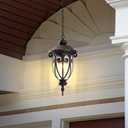 Vintage Bronze Outdoor Pendant Lights for Porch, 20 1/2" High Exterior Hanging Light Fixture with Adjustable Chain, Outside Ceiling Lantern with Seeded Glass for Patio, Entryway, 20.5" High