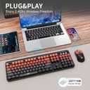 Wireless Keyboard and Mouse Combo, 2.4 GHz Wireless Full-Sized Typewriter Keyboard with Round Keycaps for Windows, Computer, Desktop, PC, Laptop (BlackOrange)