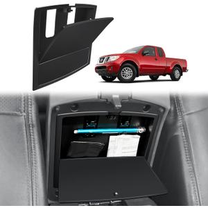 Muslogy Center Console Hidden Organizer Compatible with 2005-2021 Nissan Frontier Accessories One-Touch Armrest Hidden Storage Box Middle Console Insert Secret Organizer Compartment ABS Material