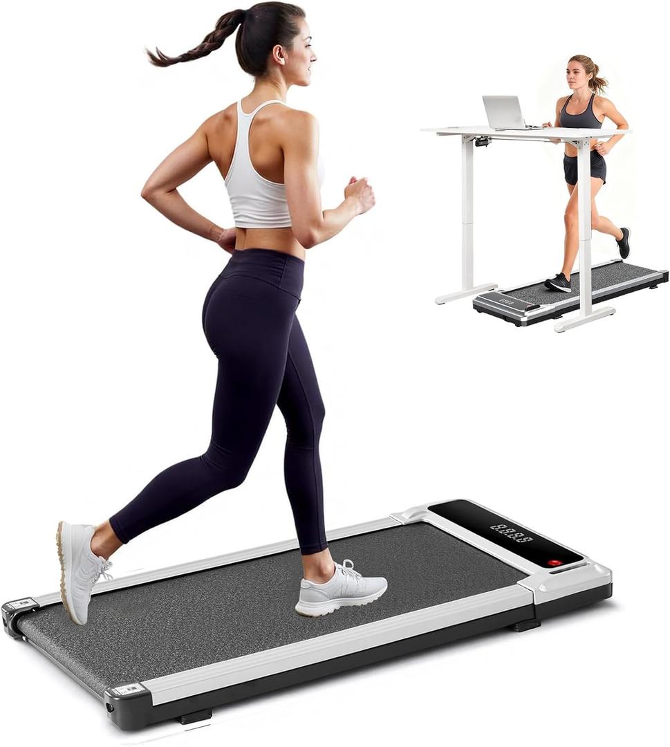 Walking Pad Treadmill, Portable Compact Electric Under Desk Walking Treadmill, Quiet Fitness Machine with Remote Control & LED Display for Home Office, Black