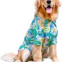 Dog Hawaiian Shirt, Summer Pet Clothes Large Dog Cool Costume Beach T-Shirt for Medium Large Dog(Blue,7XL) (7XL:Chest 32-34'')