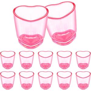 12 Pack Pink Shot Glass Set, Heart Shaped Shot Glasses Set 1.5 oz Plastic Shot Glass with Heavy Base, Shot Glasses for Whiskey, Spirits & Liquors Valentine's Day, Bachelor Party, Mother's Day Decor