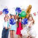 4Pcs Metallic Cheerleading Pom Poms, Creatiee 2 Pair Cheerleader Cheering Squad Pompoms for School Sports Dance Games Team Spirit Cheer (Blue-Silver)
