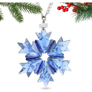  Blue Crystal Snowflake Ornaments for Christmas Tree Elegant Glass Star Decorations for Holiday Home Window Hanging