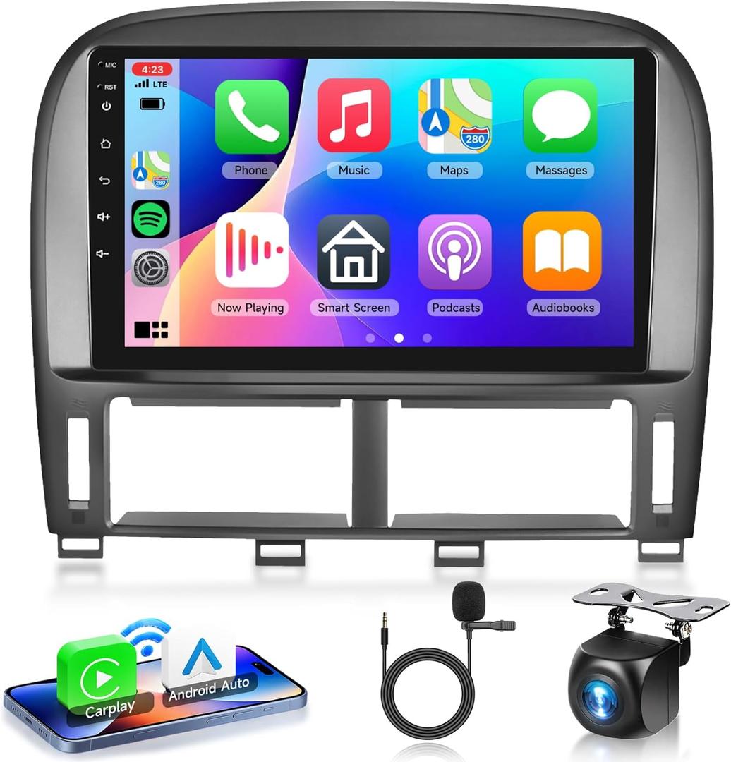 2G+64G for Lexus LS430 2001-2006 Car Radio with Wireless Carplay Android Auto - 9 Inch Touch Screen Android 13 Car Radio - GPS/WiFi/Bluetooth/FM/SWC/HD Backup Camera