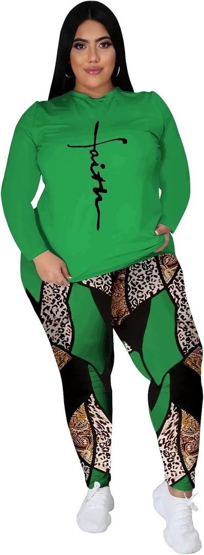 Tycorwd Plus Size Two Piece Outfits For Women Summer Sweatsuits Jogger Sets Casual Print Shorts Tracksuit Sets (Green, 3XL)