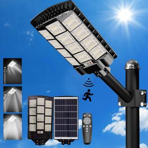 3000W Solar Street Light Outdoor,250000LM Solar Street Light Parking Lot Lights Commercial Dusk to Dawn,IP67 Waterproof Solar Security Flood Lights with Motion Sensor for Backyard, Path (XXX-Large)