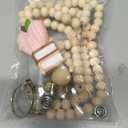 Teacher Lanyard with Id Holder, Retractable Lanyards for Id Badges Keys, Cute Natural Wooden Beaded Lanyard for Women