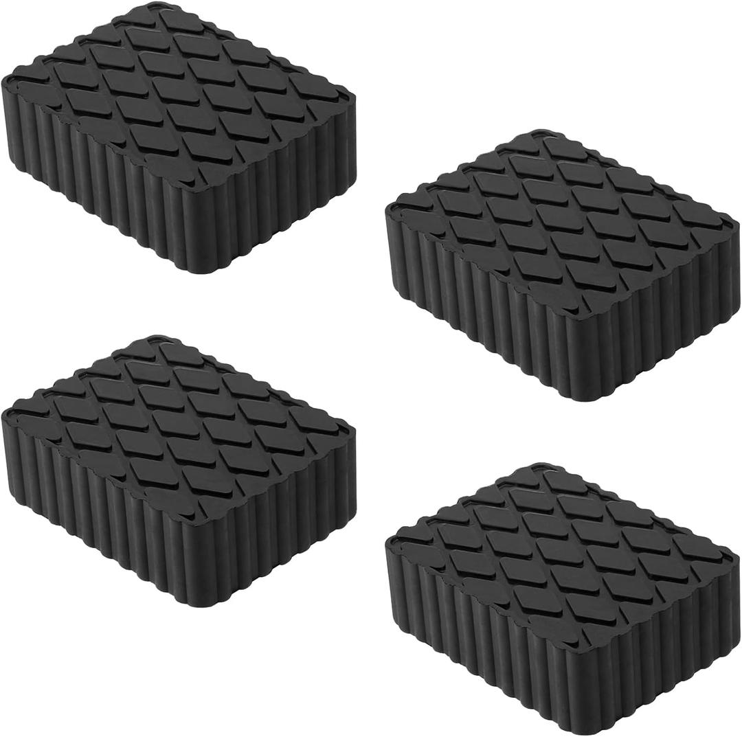 4 Pack Solid Rubber Auto Lift Pads, Anti-Skid Lift Block Spacer Pad for Car Lifts, Jacks and Racks, 3000lbs Loading Capacity, 6-1/3" x 4-3/4" x 2"