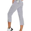 Soneven Women's Pants Ankle 7/8 Golf Pants 5 Pockets Stretchy Travel Pants for Work Business Casual, Large, Black Chippendale