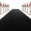 HOMBYS 450 GSM Extra Thick Carpet Runner for Partys & Events 3x15 ft, Non-Slip Rubber Backed Aisle Runway Rug for Step, Proposal & Wedding Decorations, Hollywood Oscars Runway, (Black,3x15 ft)