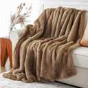 BATTILO HOME Luxury Ochre Faux Fur Throw Blanket, Soft Cozy Mink Fur Blanket for Couch, Sofa, Bed, Plush Warm Fuzzy Fall Fur Throw and Blankets for Home Decor, 50"x60" (Camel)
