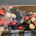 Domensi 24 Sets Wedding Table Centerpiece Artificial Flowers with Vase 48 Pcs Fake Bouquets 24 Pcs Metal Vases Floral Arrangements for Holiday Party Event Table Decor(Orange)