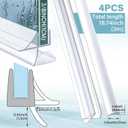 Pushglossy Shower Door Bottom Seal 2 Sets 3/8" x 39.37" Frameless Glass Shower Door Sweep Seal Strip with Drip Rail, Stop Water Leaks