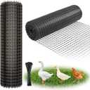 Heavy Duty Plastic Fence Roll 55" x 50' - 0.8x0.8 Inch Chicken Wire Mesh, Reusable Fencing for Garden, Rabbit/Poultry Protection, Balcony & Plant Defense (Black)