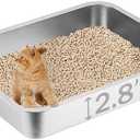 Stainless Steel Cat Litter Box, 17.7"×13.8"×2.8" Metal Litter Pan, Small Litter Box for Little Cats Kittens, Easy Cleaning