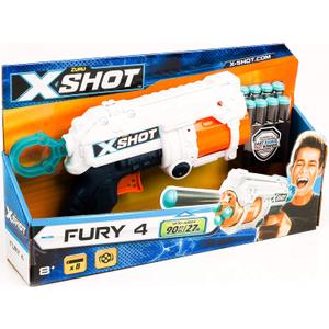XSHOT Excel Fury 4 Foam Dart Blaster (8 Darts) by ZURU, Multicolor
