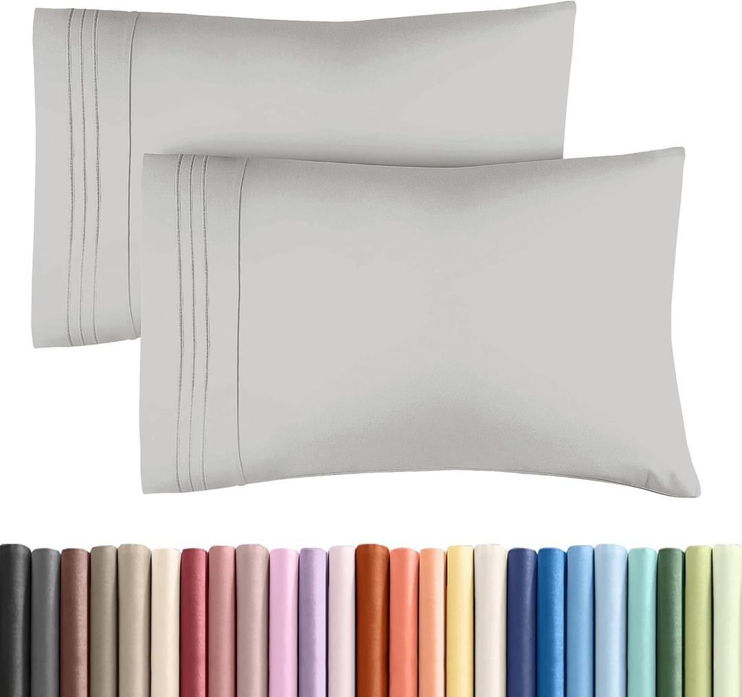 Standard Pillow Cases Set of 2 - Soft Hotel Quality Pillowcase Covers - Comfy & Wrinkle Free - Stain and Fade Resistant - Machine Washable Pillow Protectors - 2 Piece Set - Standard Size French Grey