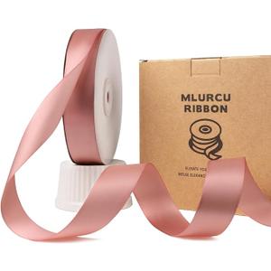 Rose Gold Ribbon 1 Inch Rose Gold Satin Ribbon 50 Yards Double Faced Satin Ribbon Thick Dusty Rose Pink Silk Ribbon for Flower Bouquet Gift Wrapping Wedding Invitations Hair Bows Crafts