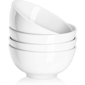 DOWAN 22 OZ White Ceramic Bowls Set of 4 - Perfect for Soup Bowls for Kitchen, Cereal Bowl, Ramen Bowl, Microwave Safe for Oatmeal, Fruit,Salad and Rice Bowl - Dishwasher & Microwave Safe