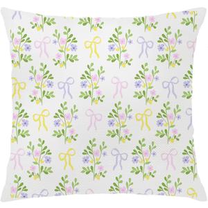 Coquette Bow Rustic Floral Pillow Covers 18x18, Aesthetic Cottagecore Flower Colorful Preppy Bow Decorative Throw Pillow Covers for Home Girls Room Bedroom Dorm