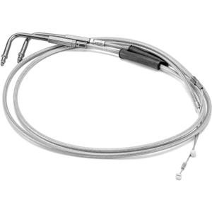 Mofun Extended Length 42" Throttle Cable and Idle Cable Kit Stainless Steel Compatible with Harley Sportster XL 883 1200 Dyna Softail Chrome