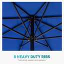 OLIXIS 9FT Patio Table Umbrella with Tilt and Crank Button & 8 Sturdy Ribs Waterproof, 9 Feet Outdoor Patio Umbrella Sun Shade for Pool, Terrace, Beach and Restaurant, Blue