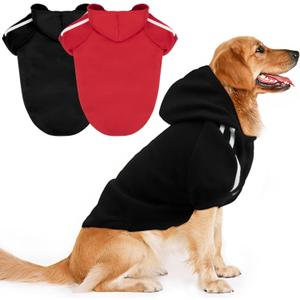 Rypet 2 Packs Basic Dog Hoodie Pet Clothes Sweater with Hat, Casual Sports Hoodie Sweatshirt for Medium Large Dogs (3XL(Chest: 22.0", Back: 15.7"))