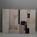 3Pcs Framed Neutral Abstract Canvas Wall Art Pictures Modern Minimalist Posters Prints Beige Black Brown Simple Wall Decoration for Living Room Bedroom Bathroom Office 16x24in