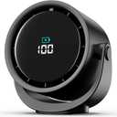 Portable Desk Fan for Bedroom, Turbo Table Fans with smile icon LED Display, 6-inch, 5-Speed Strong Airflow, Low Noise, 360 Adjustable Tilt, Suitable for Home, Office, Outdoor, Ink Black
